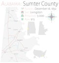 Map of Sumter County in Alabama