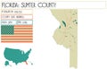 Large and detailed map of Sumter County in Florida Royalty Free Stock Photo