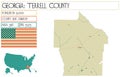 Large and detailed map of Terrell County in Georgia Royalty Free Stock Photo