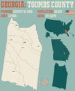 Map of Toombs County in Georgia Royalty Free Stock Photo