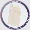Map of Toombs County in Georgia Royalty Free Stock Photo