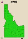 Illustration a large detailed administrative Map of the US American State Idaho