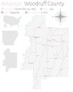 Map of Woodruff County in Arkansas