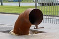 Central heating pipe sticking out of the ground Royalty Free Stock Photo