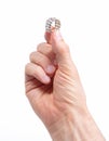 Large diamond ring on the hand on a male adult Royalty Free Stock Photo