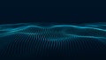 Large digital data background. Abstract wave with moving dots. 3d rendering Royalty Free Stock Photo