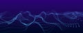 Large digital data background. Abstract wave with moving dots. 3d rendering Royalty Free Stock Photo
