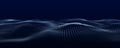 Large digital data background. Abstract wave with moving dots. 3d rendering Royalty Free Stock Photo
