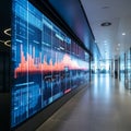 Large Digital Data Visualization Display on Wall in Modern Business Office Environment Royalty Free Stock Photo