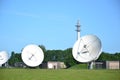 Large dish receivers for satellite communication in the town of Burum, The Netherlands Royalty Free Stock Photo