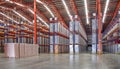 Large distribution warehouse full of cargo stack on rack system.