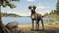 Nostalgic Great Dane Puppy Illustration By Daniel Merriam