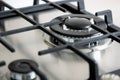 Large double gas burner on the modern gas hob Royalty Free Stock Photo