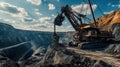 Large dragline excavator in quarry