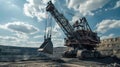 Large dragline excavator in quarry