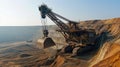 Large dragline excavator in quarry