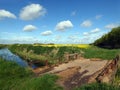 Bridge over drain water in large farming area