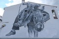 Large drawing on the facade of a house in Galaroza, Huelva, Spain