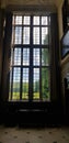 Large drawing room window in an Elizabethan House in England.