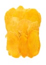 Large dried sweet mango slices on white background Royalty Free Stock Photo