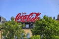 Large Drink Coca Cola advertisement sign in Swedish atop a building in Slussen area of central Stockholm, Sweden