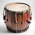 A large drum with a red and brown shell and a white top Royalty Free Stock Photo