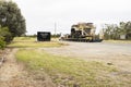 A huge dump truck chassis being transported. Royalty Free Stock Photo