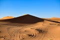 A large dune on our way in the Sahara desert.