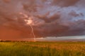 Dust Storm and Lightning Over Town Royalty Free Stock Photo