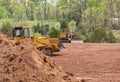 Large earth mover digger clearing land Royalty Free Stock Photo