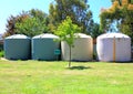 Large eco- friendly water storage tanks Royalty Free Stock Photo