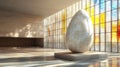 Large egg shaped sculpture in modern building Royalty Free Stock Photo