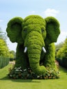 A large elephant made out of grass, AI