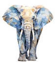 Large Elephant, torn colorful paper collage, isolated on white . AI generated Illustration