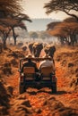 A large elephant walking down a dirt road. Safary in Africa