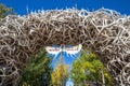 Large elk antler arches curve over Jackson Hole, Wyoming