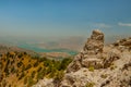 Large elongated stone mountains in the background Royalty Free Stock Photo