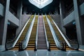 A large, empty, and empty escalator with yellow steps Royalty Free Stock Photo