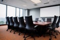 Large Empty Modern Meeting, Presentation Screen Board Seminar Hall Interior Row of Seats, Conference Room for Business Training, Royalty Free Stock Photo