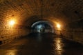 Large empty old dark underground vaulted cellar Royalty Free Stock Photo