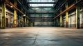 Large empty old industrial warehouse interior with old walls Royalty Free Stock Photo