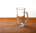 Large empty pint of beer on old wooden table