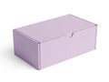 A large, empty, purple cardboard box with a handle on the top Royalty Free Stock Photo