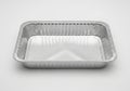 A large, empty, rectangular aluminum foil tray on a white background Royalty Free Stock Photo