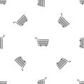 Large empty supermarket cart pattern seamless black Royalty Free Stock Photo