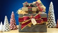 Large English style traditional Christmas hamper Royalty Free Stock Photo