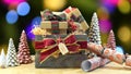 Large English style traditional Christmas hamper Royalty Free Stock Photo