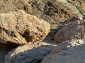 Large - eroded by water - rocks on a beach of a small island in the Philippines archipelago. This enchanting landscape is Royalty Free Stock Photo