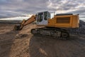 A large excavator at a construction site Royalty Free Stock Photo