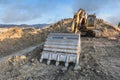 Large excavator moving earth in a construction site Royalty Free Stock Photo